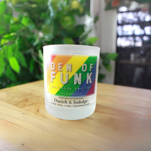 Danish & Indulge 144g Candle | LGBTQ+ Frosted Glass